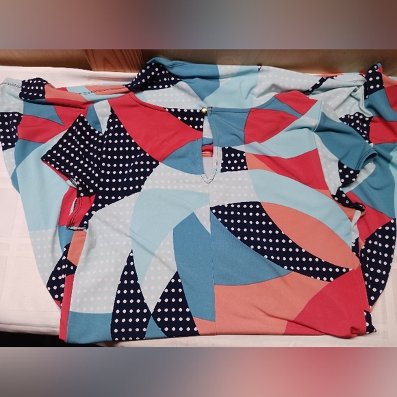 Kaari Blue Dress/ Size M/ Stretch, Pullover, Keyhole, Short Sleeve - Picture 6 of 11